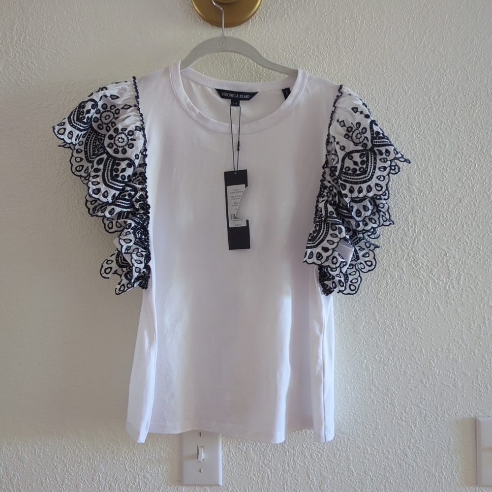 Veronica Beard White and Black Blouse - Picture 4 of 9